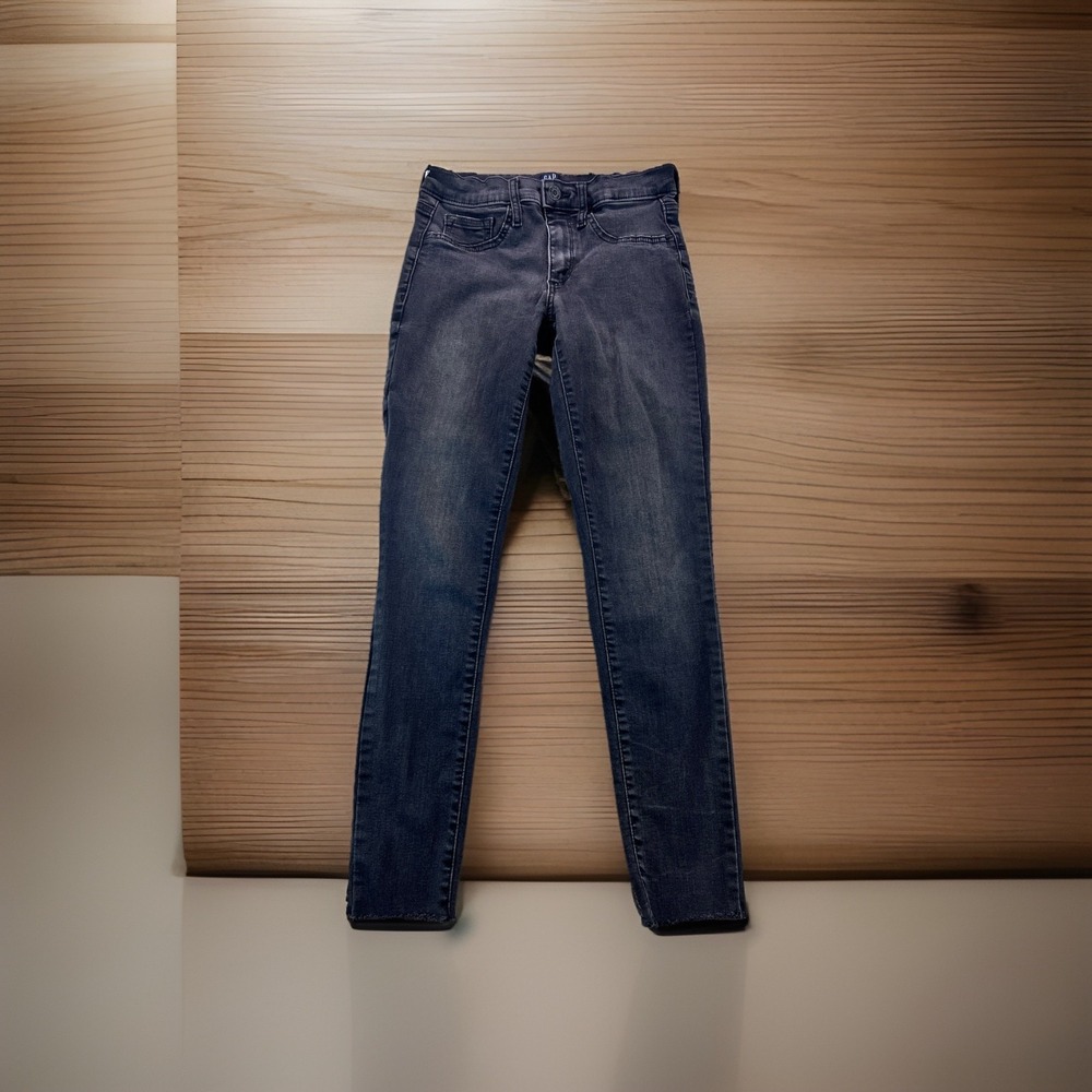 GAP Women's Size 26 Black‎ Skinny Jeans High Rise Stretch Dark Wash Denim